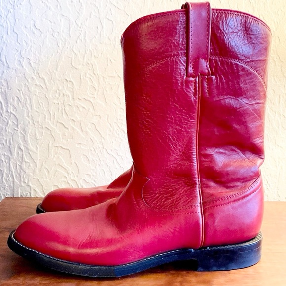 Shoes - Cowtown Authentic Red Leather Roper Boots | Size 8